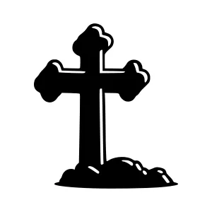 Black Cross on Grave - Vector Illustration
