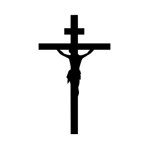 Christian Cross Silhouette - Black on White