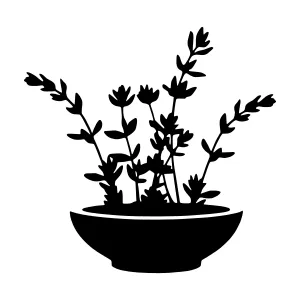 Black Silhouette Lavender in Ceramic Bowl
