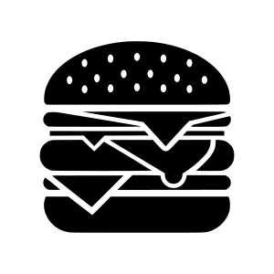 Burger Icon - Black Silhouette