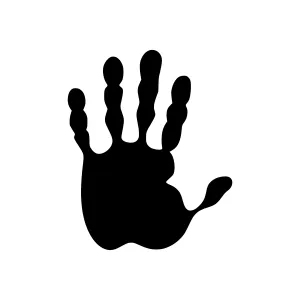 Black Handprint Silhouette on White Background