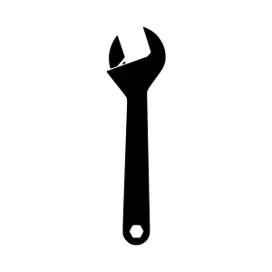 Black Wrench Icon - Simple Tool Vector