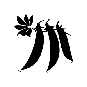 Black Silhouette Peas Pods with Leaf
