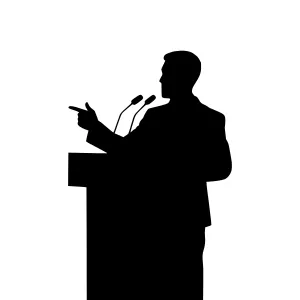 Silhouette Speaker at Podium - Business Illustration