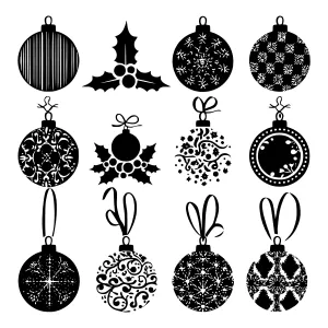 Black & White Christmas Ornaments Set