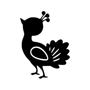 Cute Black Silhouette Peacock Vector Illustration