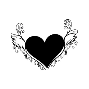 Black Heart with Wings - Decorative Graphic