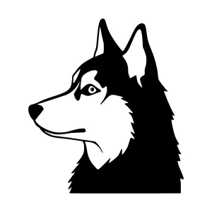 Silhouette Husky Dog Head - Black & White Vector