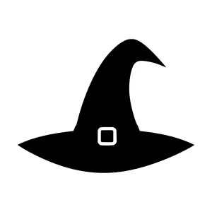 Black Witch Hat Icon - Simple Vector Illustration