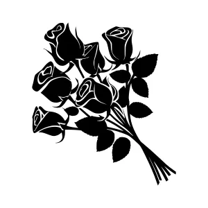 Black Rose Bouquet Silhouette Vector