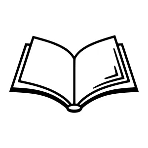 Open Book Icon - Black Outline