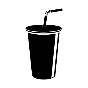 Black Drink Cup with Straw - Minimalist Icon