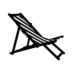 Beach Recliner Chair - Black Outline Vector