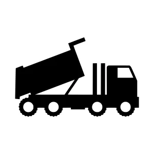 Construction Dump Truck Icon - Black Silhouette