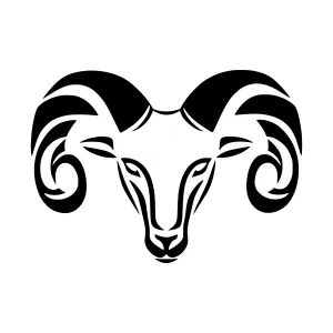 Black Ram Tribal Head Silhouette