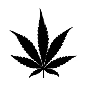 Black Cannabis Leaf Silhouette