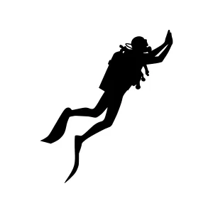 Silhouette Diver Underwater Vector Graphic