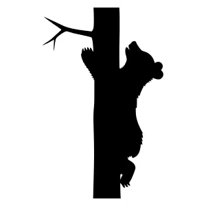Silhouette Panda Hanging from Tree Branch