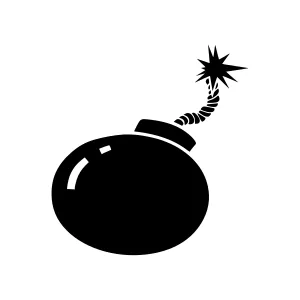Black Bomb Icon - Explosive Vector Illustration