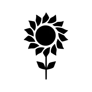 Sunflower Icon - Black Silhouette