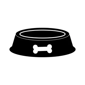 Pet Bowl Icon - Black & White Vector