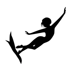 Silhouette Surfer Flying - Minimalist Vector