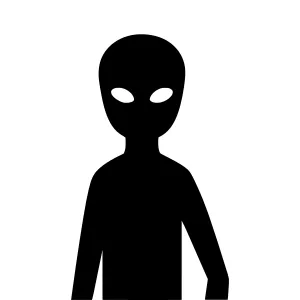 Alien Silhouette Icon - Black Outline