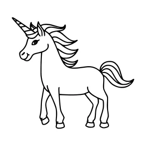 Cute Unicorn Line Art Illustration