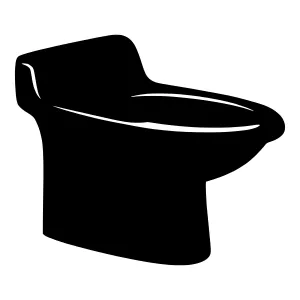 Toilet Silhouette Icon - Simple Black & White Design