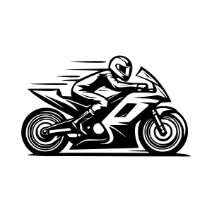Motorcycle Rider Silhouette Black and White Vector