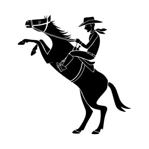 Cowboy Riding Horse Silhouette Vector