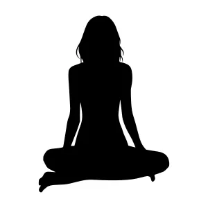 Silhouette Woman Meditating - Minimalist Vector
