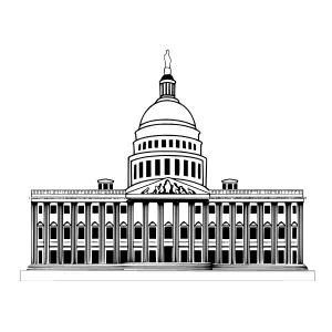 Capitol Building Line Art Illustration