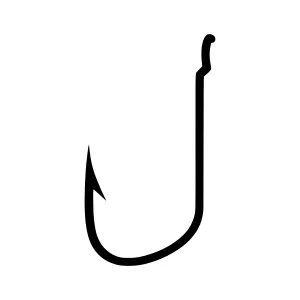 Fishing Hook Icon - Black Outline