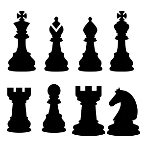 Chess Pieces - Black Silhouette Vector