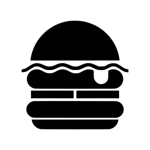 Burger Icon - Simple Black Silhouette