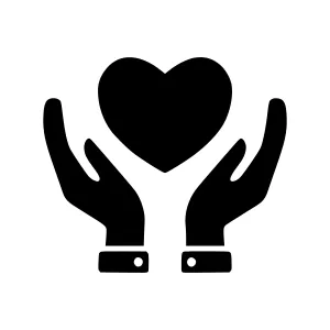 Hands Protecting Heart Icon - Vector Illustration
