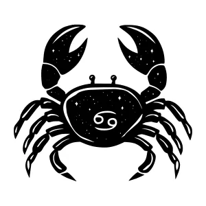 Cancer Zodiac Sign - Black Silhouette with Stars