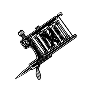 Vintage Tattoo Machine Illustration - Black & White