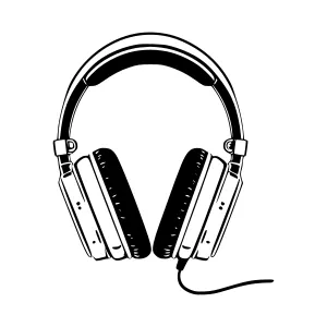 Black Headphones Silhouette Vector Illustration