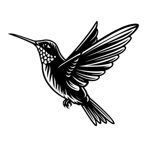 Vintage Hummingbird Silhouette Vector Illustration
