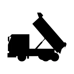 Dump Truck Silhouette Icon - Black on White