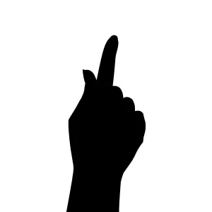 Pointing Hand Silhouette Black on White