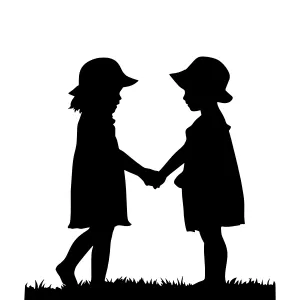 Silhouette Friends Holding Hands - Childhood Friendship