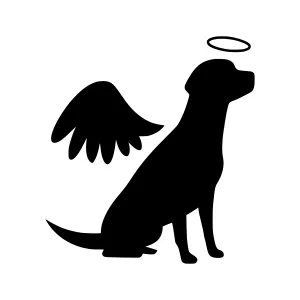 Angel Dog Silhouette - Black Outline