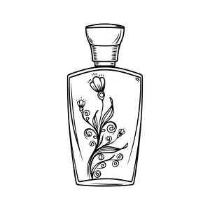 Elegant Perfume Bottle Sketch - Floral Design