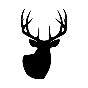 Silhouette Deer Head - Black on White