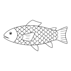 Black and White Fish Illustration - Vector Graphic