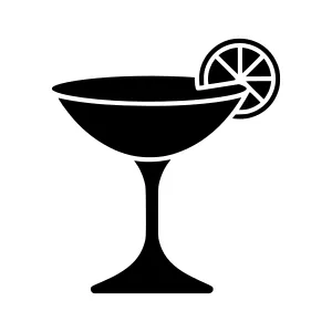 Black Martini Glass with Lemon Slice - Icon