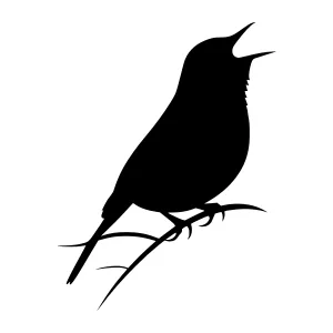 Silhouette Bird Singing - Vector Illustration